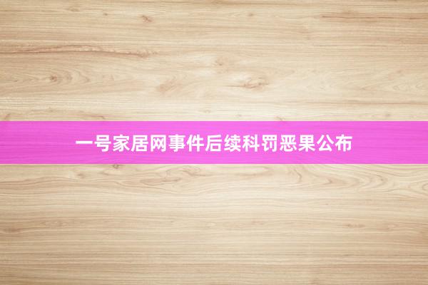一号家居网事件后续科罚恶果公布